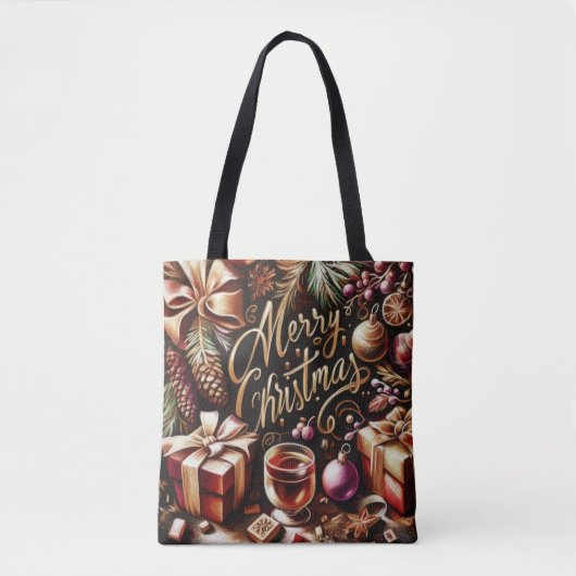 Pastel Tekening van een Kerst Whimsical Tote Bag (Voorkant)