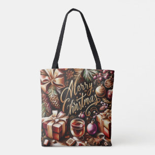 Pastel Tekening van een Kerst Whimsical Tote Bag