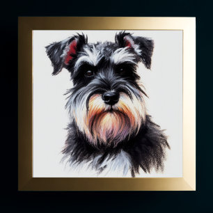 Pastel Tekening van een Schnauzer Hond II Poster