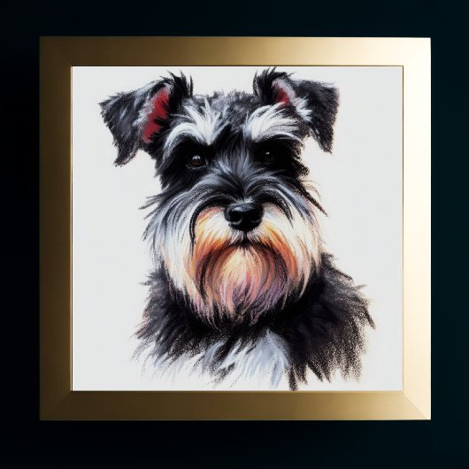 Pastel Tekening van een Schnauzer Hond II Poster