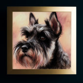 Pastel Tekening van een Schnauzer Hond Poster