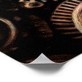 Pastel Tekening van Gears Cogs Steampunk Poster (Hoek)
