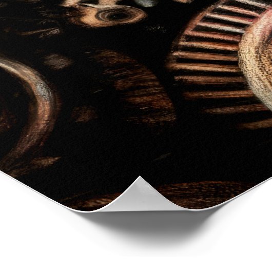 Pastel Tekening van Gears Cogs Steampunk Poster (Hoek)