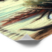 Pastel Tekening van Grizzly Beer in Natuur Poster (Hoek)