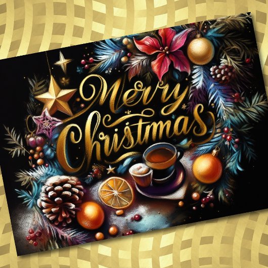 Pastel tekening van Kerstmis Whimsical Kaart