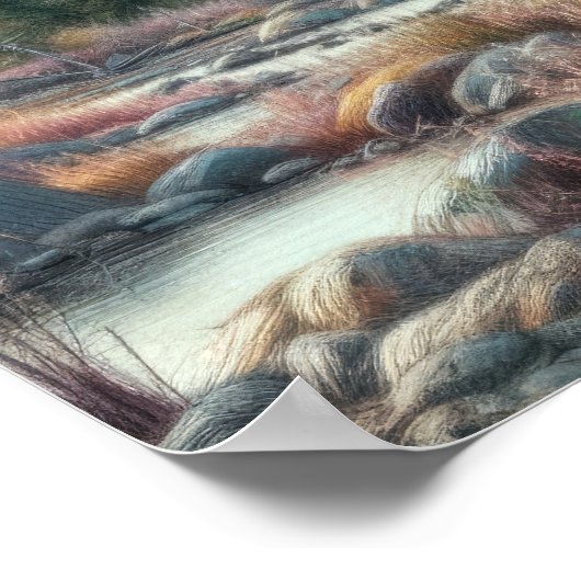 Pastel Tekening van Moose in Natuur Poster (Hoek)