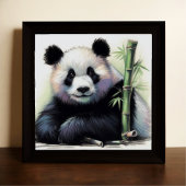 Pastel Tekening van Panda Beer Bamboe Poster