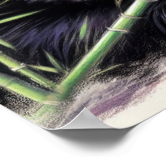 Pastel Tekening van Panda Beer Bamboo II Poster (Hoek)