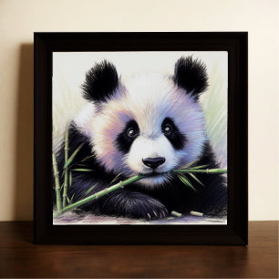 Pastel Tekening van Panda Beer Bamboo II Poster
