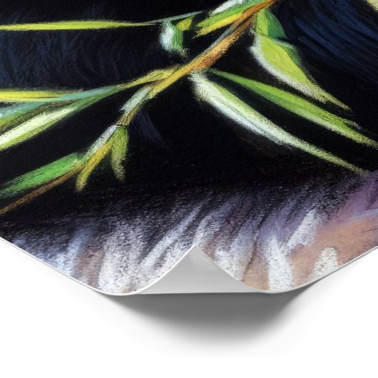 Pastel Tekening van Panda Beer Eating Bamboo Poster (Hoek)