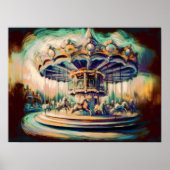 Pastel tekening Vervaagd Kindertijd Memory Carrous Poster (Voorkant)