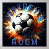Pastel Tekening Voetbal Burst Personaliseren Poster (Voorkant)