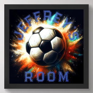 Pastel Tekening Voetbal Burst Personaliseren Poster