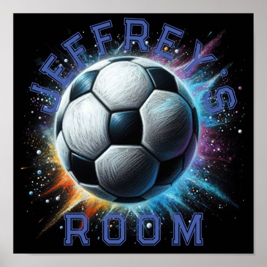 Pastel Tekening Voetbal Power Personaliseren Poster (Voorkant)