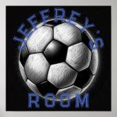 Pastel Tekening Zwart Wit Voetbal Personaliseren Poster (Voorkant)