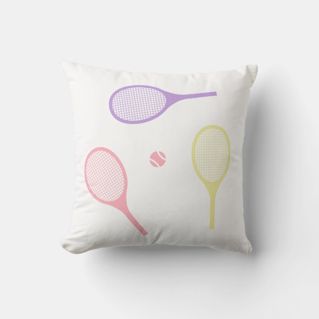 Pastel Tennis Rackets met Tennis Ball Kussen (Voorkant)