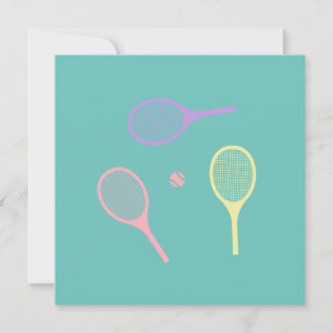 Pastel Tennis Rackets met Tennis Ball on Green Kaart
