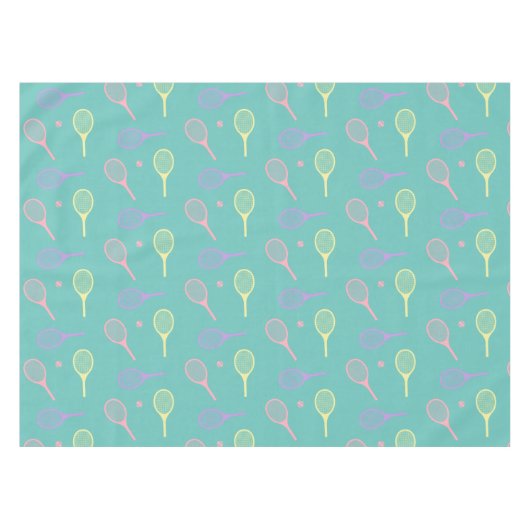 Pastel Tennis Rackets met Tennis Ball on Green Tafelkleed (Voorkant (Horizontaal))