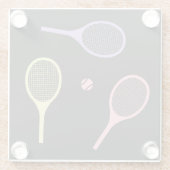 Pastel Tennis Rackets met Tennis Ball op Black Glazen Onderzetter (Achterkant)