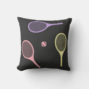 Pastel Tennis Rackets met Tennis Ball op Black Kussen