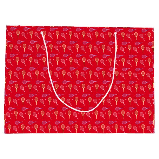 Pastel Tennis Rackets met Tennis Ball op Red Groot Cadeauzakje (Achterkant)