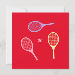 Pastel Tennis Rackets met Tennis Ball op Red Kaart