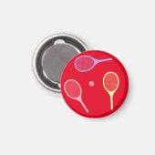 Pastel Tennis Rackets met Tennis Ball op Red Magneet (Voorkant / Achterkant)