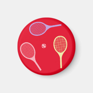 Pastel Tennis Rackets met Tennis Ball op Red Magneet