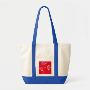 Pastel Tennis Rackets met Tennis Ball op Red Tote Bag
