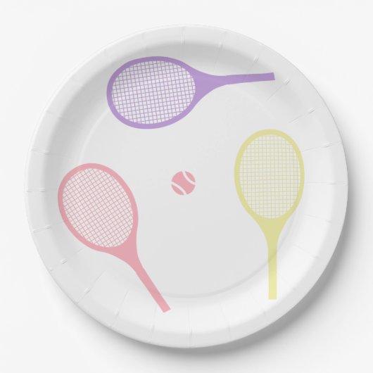 Pastel Tennis Rackets Papieren Bordje (Voorkant)