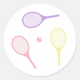 Pastel Tennis Rackets Ronde Sticker