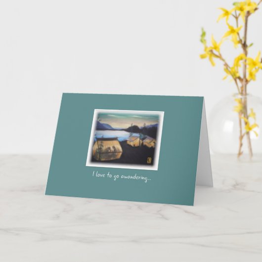 Pastel Tenten bij zonsondergang tot echtgenote Jub Kaart (Gele Bloem)