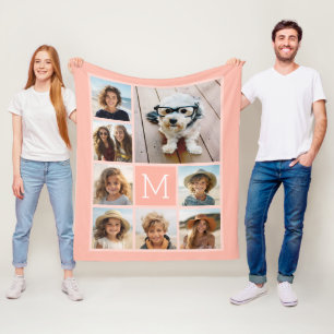 Pastel Terra 8 Foto Collage - klassiek monogram Fleece Deken