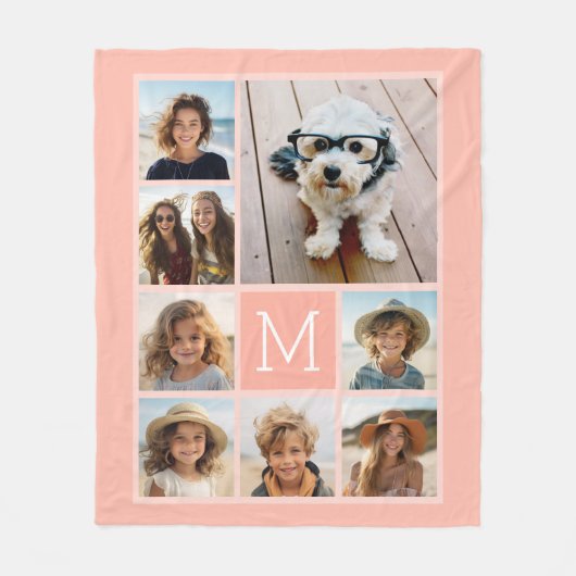 Pastel Terra 8 Fotocollage - klassiek monogram Fleece Deken (Voorkant)