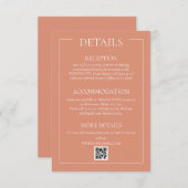 Pastel Terracotta formele bruiloft details Informatiekaartje (Voorkant / Achterkant)