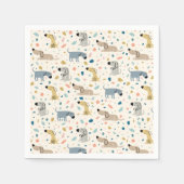 Pastel Terrazzo Funny Cute Dog Pattern Bord Servet (Voorkant)