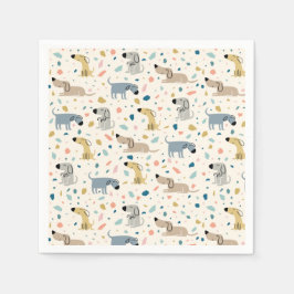 Pastel Terrazzo Funny Cute Dog Pattern Bord Servet