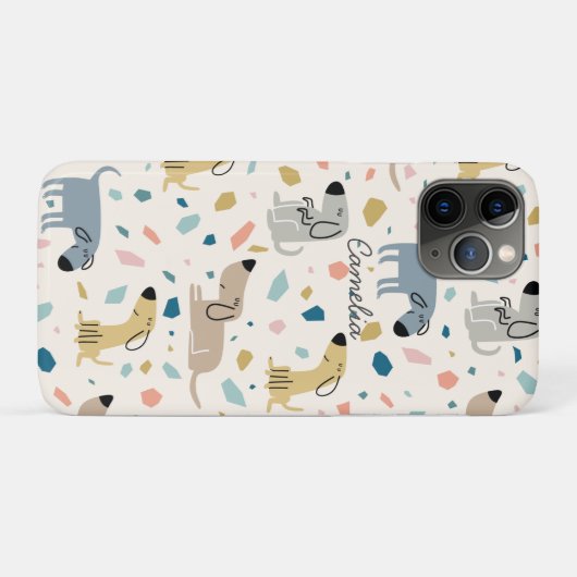 Pastel Terrazzo Funny Cute Dog Pattern Case-Mate iPhone Case (Achterkant (horizontaal))