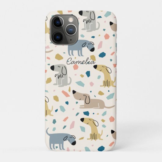 Pastel Terrazzo Funny Cute Dog Pattern Case-Mate iPhone Case (Achterkant)