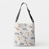 Pastel Terrazzo Funny Cute Dog Pattern Crossbody Tas (Achterkant)