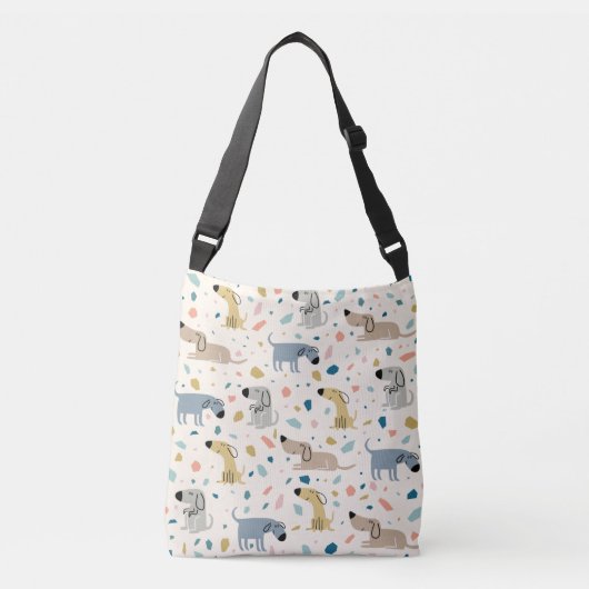 Pastel Terrazzo Funny Cute Dog Pattern Crossbody Tas (Voorkant)