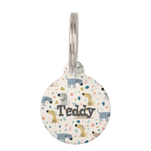 Pastel Terrazzo Funny Cute Dog Pattern Huisdierpenning