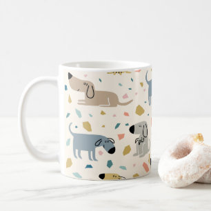 Pastel Terrazzo Funny Cute Dog Pattern Koffiemok