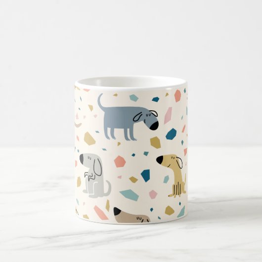 Pastel Terrazzo Funny Cute Dog Pattern Koffiemok (Center)