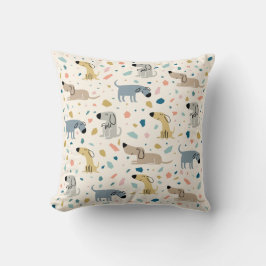 Pastel Terrazzo Funny Cute Dog Pattern Kussen