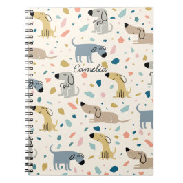 Pastel Terrazzo Funny Cute Dog Pattern Notitieboek