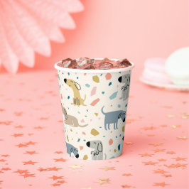 Pastel Terrazzo Funny Cute Dog Pattern Papieren Bekers
