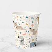 Pastel Terrazzo Funny Cute Dog Pattern Papieren Bekers (Achterkant)