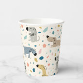 Pastel Terrazzo Funny Cute Dog Pattern Papieren Bekers (Links)