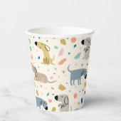 Pastel Terrazzo Funny Cute Dog Pattern Papieren Bekers (Voorkant)